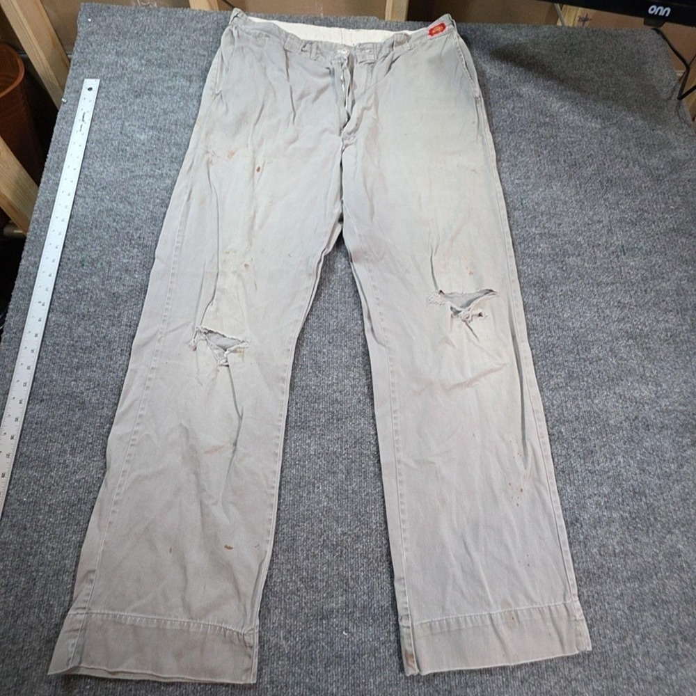 Dickies Khakis Pants Mens 40x30 Beige Relaxed Fit Casual Workwear Straight Leg